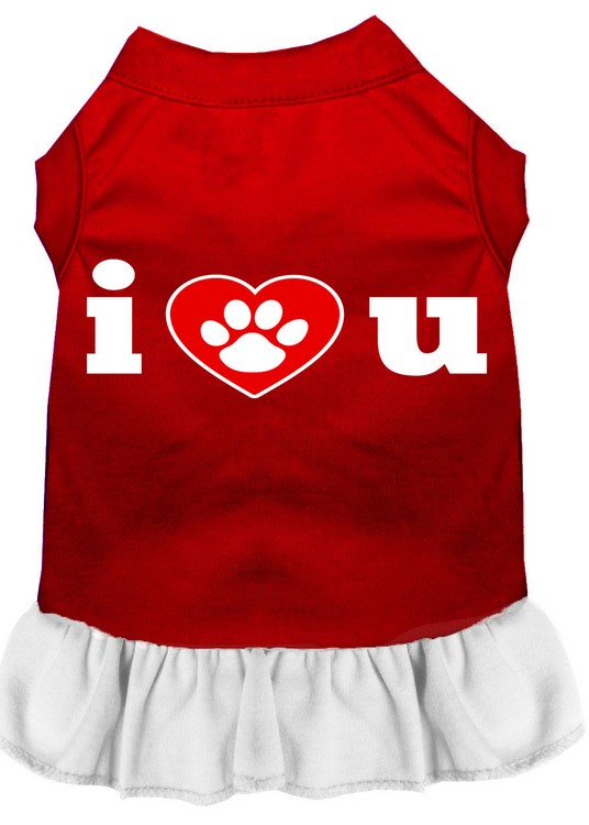 I Heart You Screen Print Dress Red with White Sm